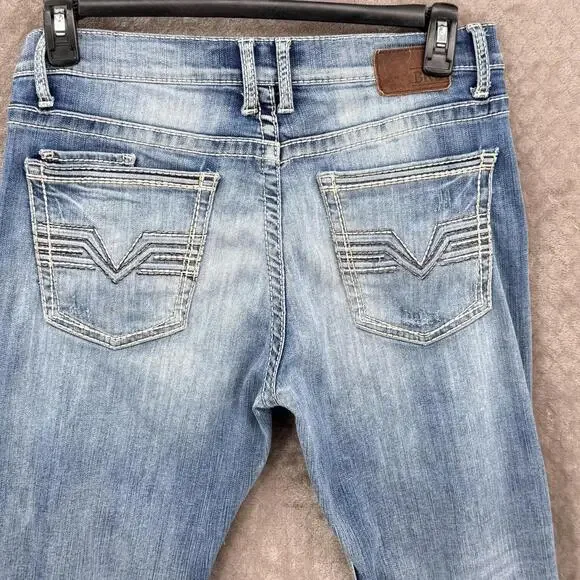 BKE Jake Jeans Mens 34x34/32 Blue Medium Wash Straight Denim Embroidered Pockets - Picture 5 of 9